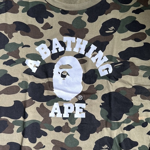 BAPE A Bathing Ape 1st camo college tee Men's size XXL - Picture 3 of 5